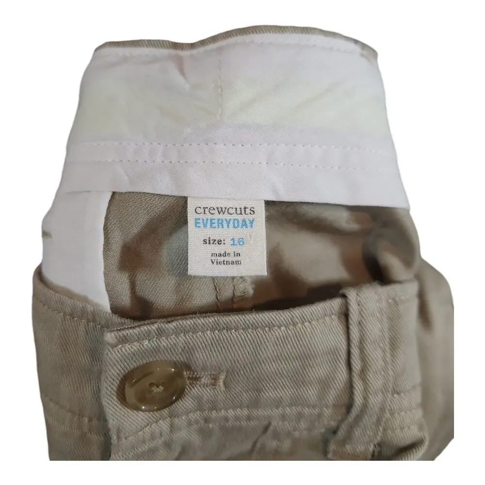 Crewcuts by J. Crew Twill Patch Pocket Khaki Shorts Adjustable Waist Boys' 16